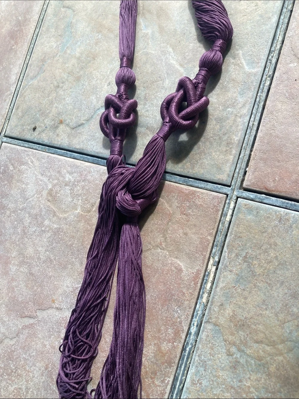 Plum Purple Braided Tassel Belt/Necklace